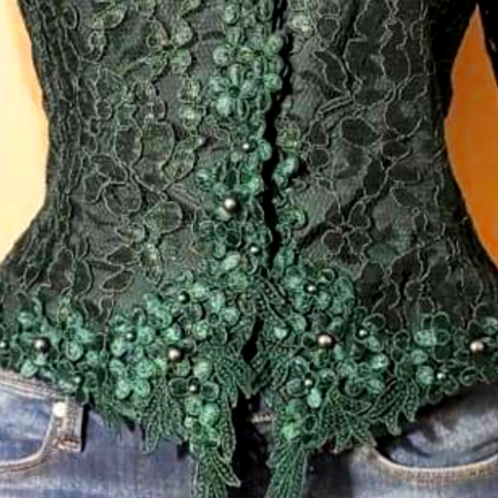 Hunter Green Lace Overlay Jacket